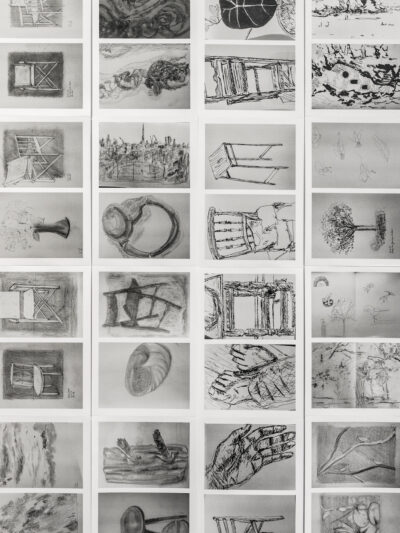 close up of drawing prints at A Year of Drawing Together exhibition